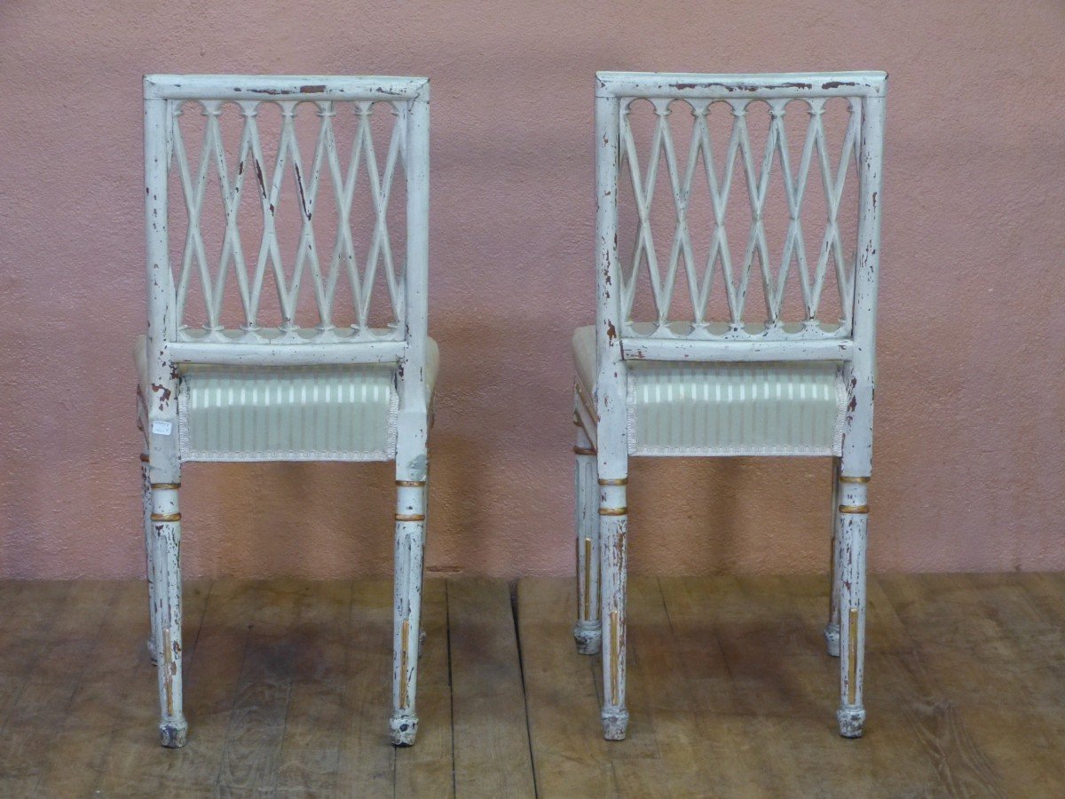 Pair Of Louis XVI Lacquered And Gilded Dlg Georges Jacob Period Chairs-photo-4