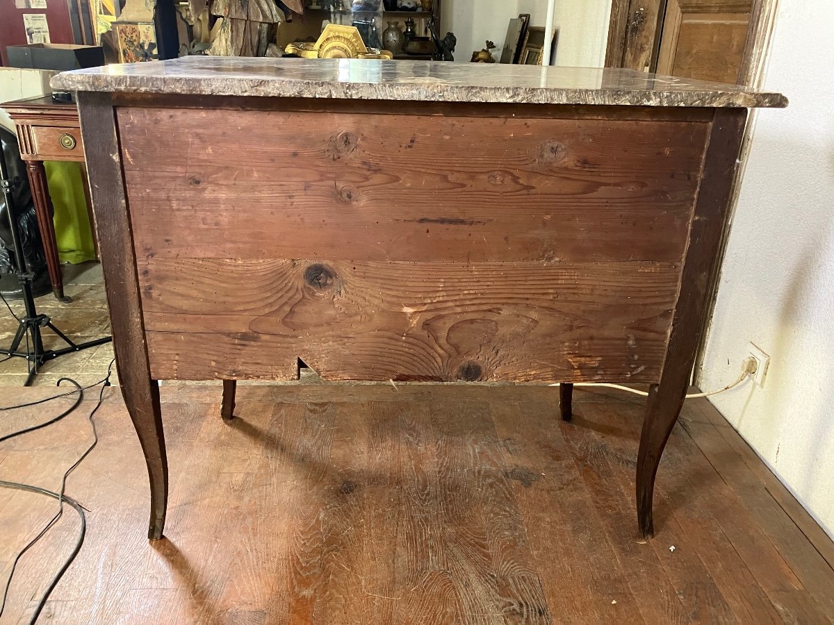 Petite Commode Sauteuse Galbée D’époque Louis XV Fleurie Est Cour De Stanislas Luneville -photo-5