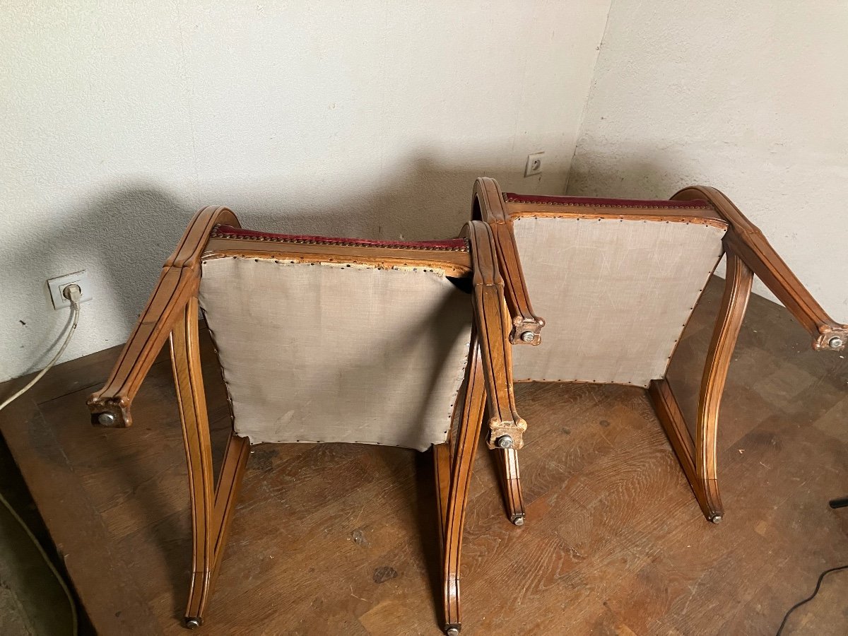 Pair Of Art Nouveau Armchairs From The Nancy School In Majorelle Gallé Ash -photo-4