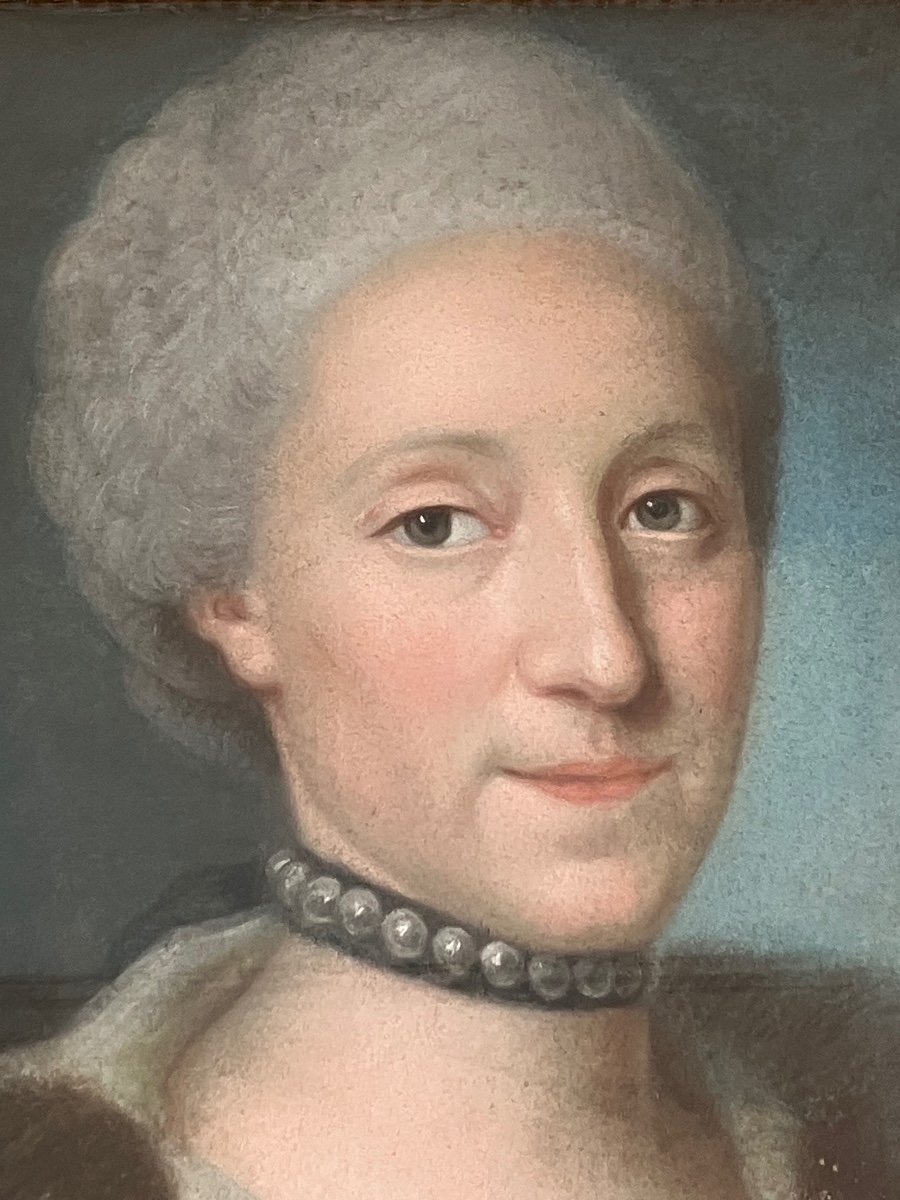 Paire De Pastels 18eme Prince Princesse Custine Lorraine Stanislas -photo-2