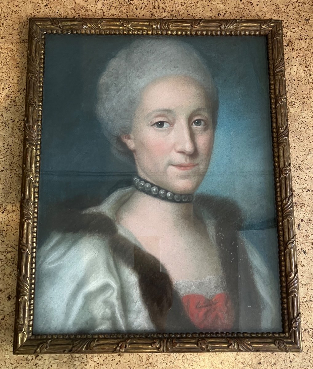 Paire De Pastels 18eme Prince Princesse Custine Lorraine Stanislas -photo-2