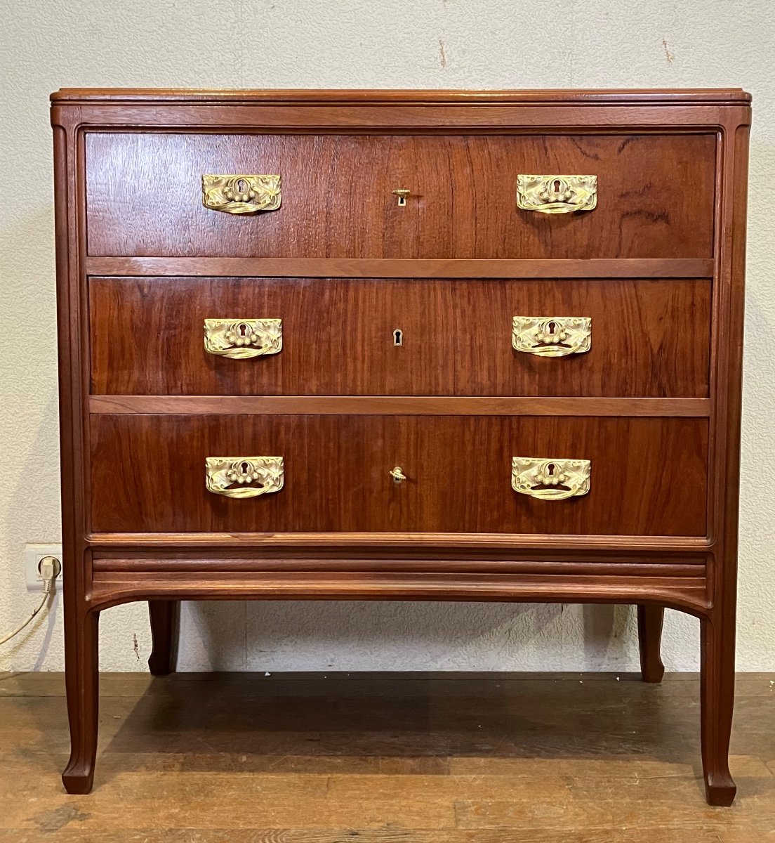 Small Art Nouveau Gauthier Poinsignon Mahogany Chest Of Drawers-photo-3