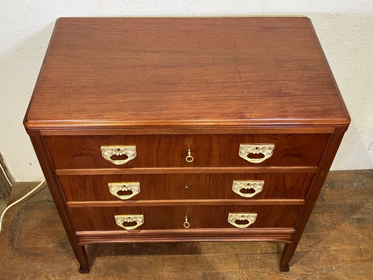 Small Art Nouveau Gauthier Poinsignon Mahogany Chest Of Drawers-photo-4