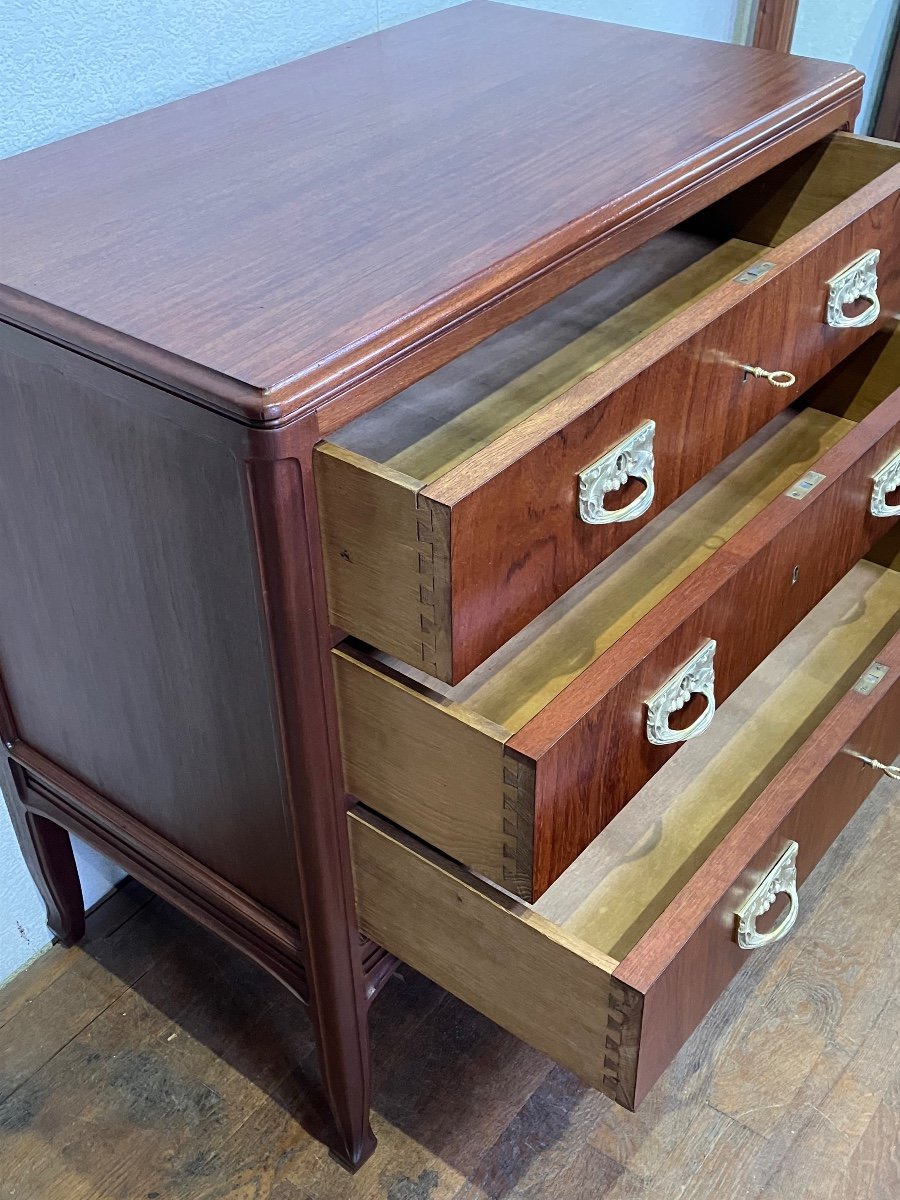 Small Art Nouveau Gauthier Poinsignon Mahogany Chest Of Drawers-photo-1