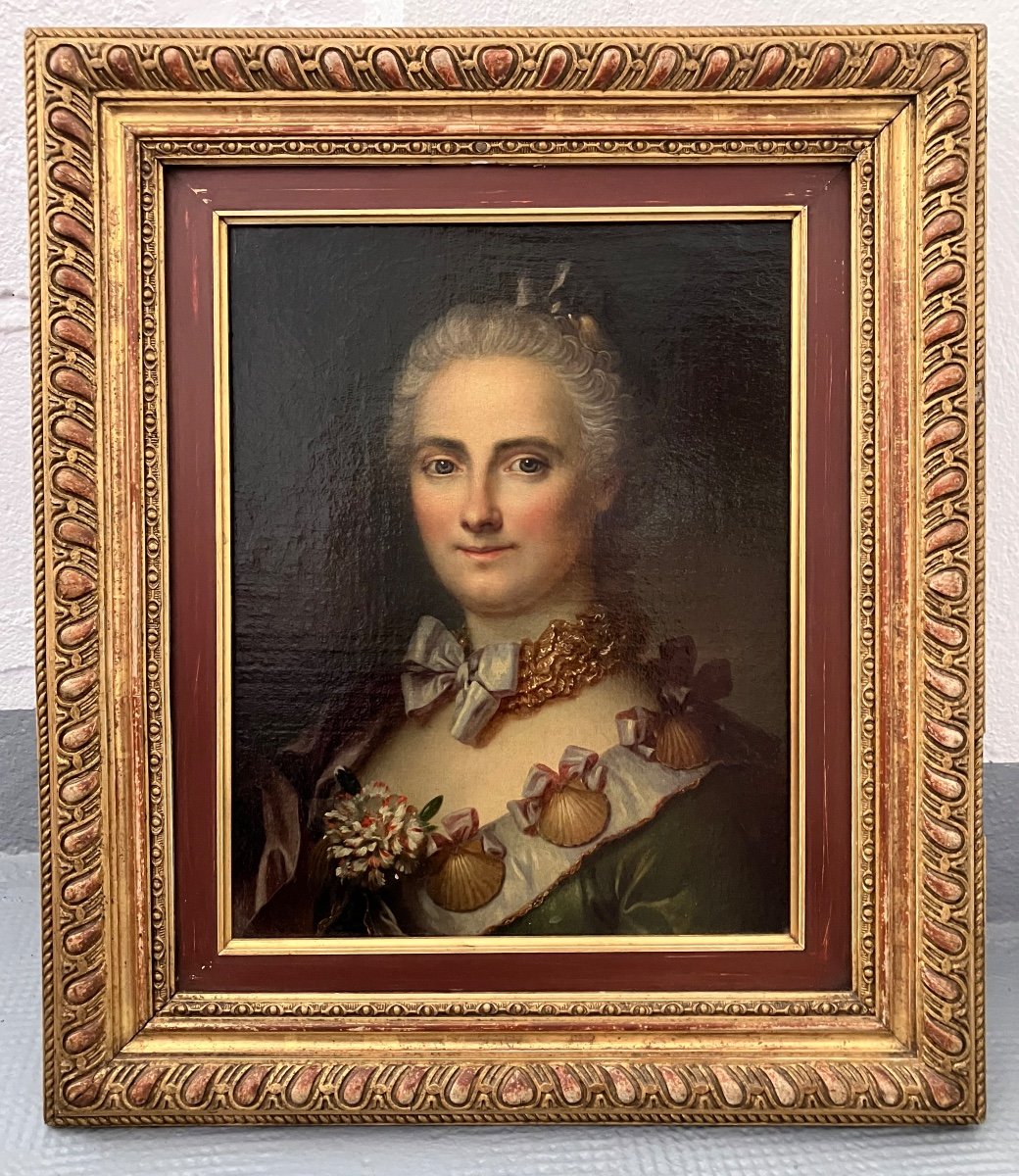 Beautiful Female Portrait 18th Century Painting Oil On Canvas Framed 