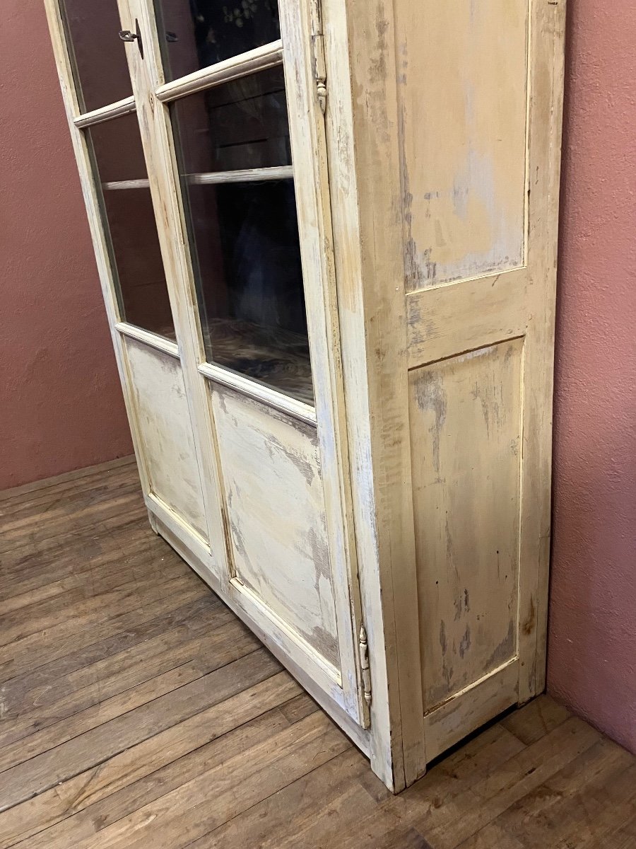 19th Century Whitewashed Patinated Fir Bookcase -photo-3