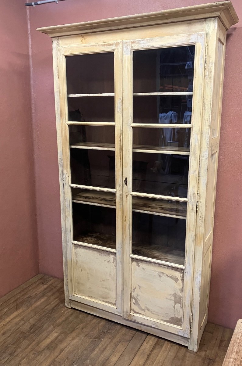 19th Century Whitewashed Patinated Fir Bookcase -photo-7