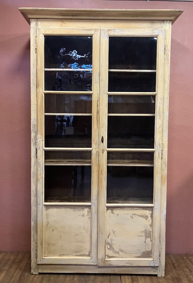 19th Century Whitewashed Patinated Fir Bookcase 