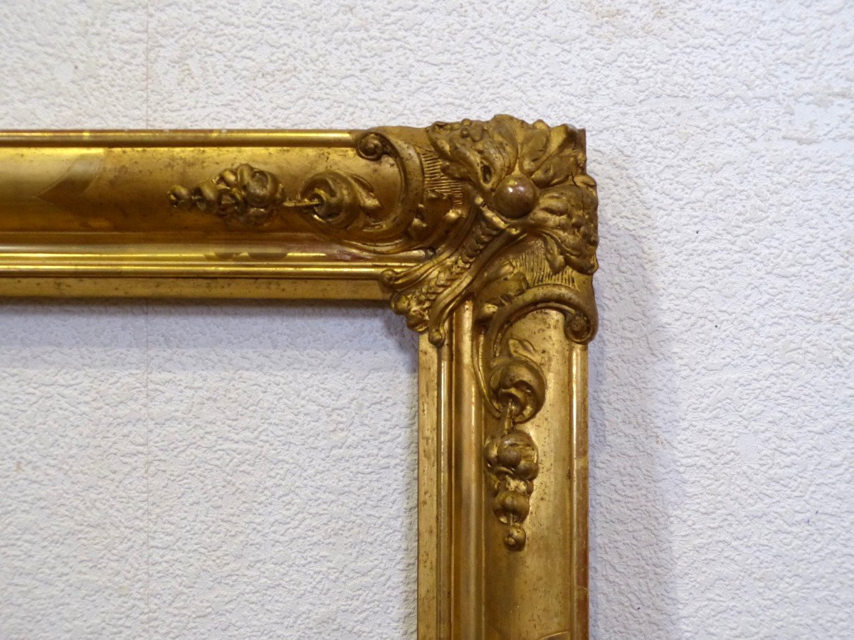 Large 19th Century Gilded Wooden Frame For 57 X 68.5 Cm Chassis-photo-2