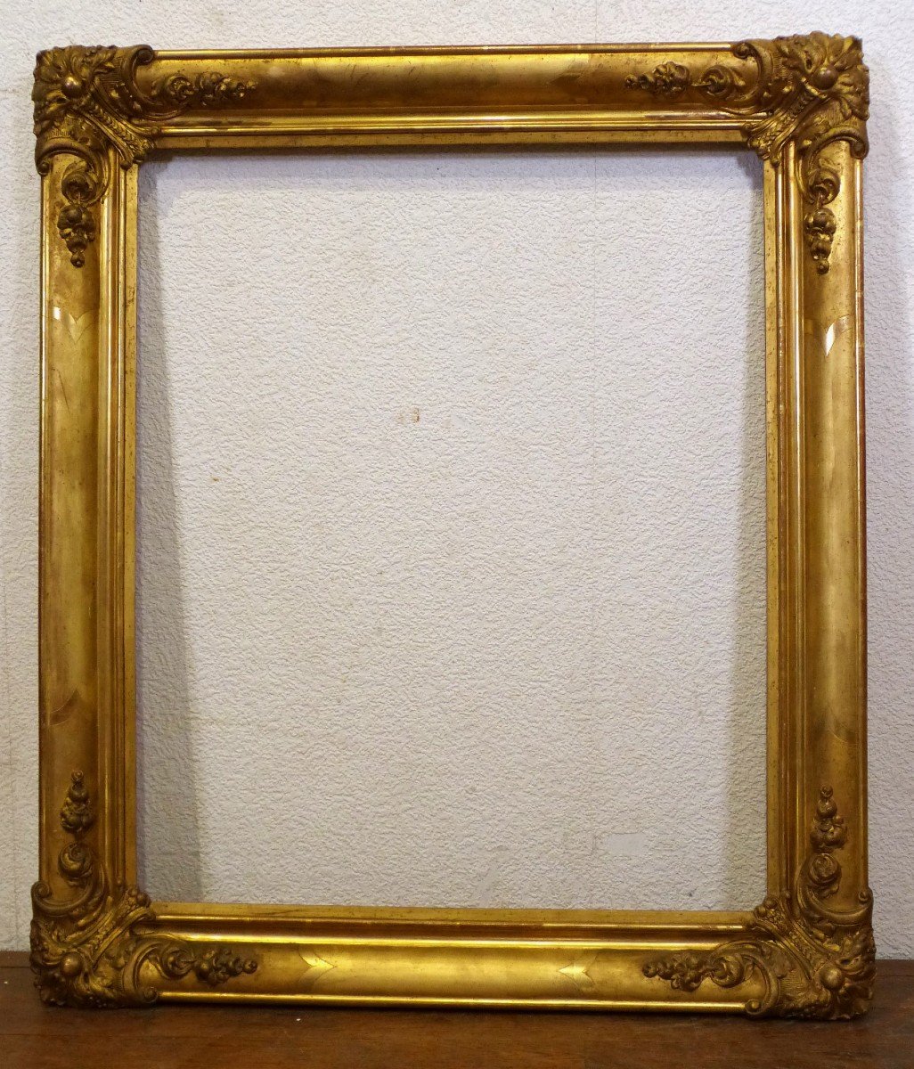 Large 19th Century Gilded Wooden Frame For 57 X 68.5 Cm Chassis