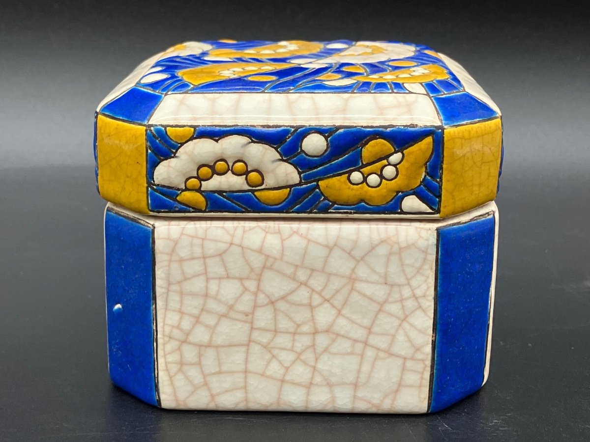 Longwy Art Deco Box Cracked Earthenware Candy Box -photo-4