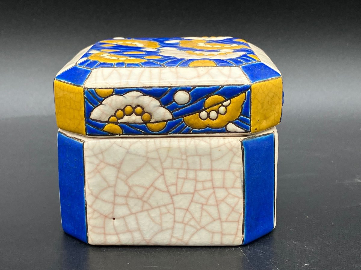 Longwy Art Deco Box Cracked Earthenware Candy Box -photo-1