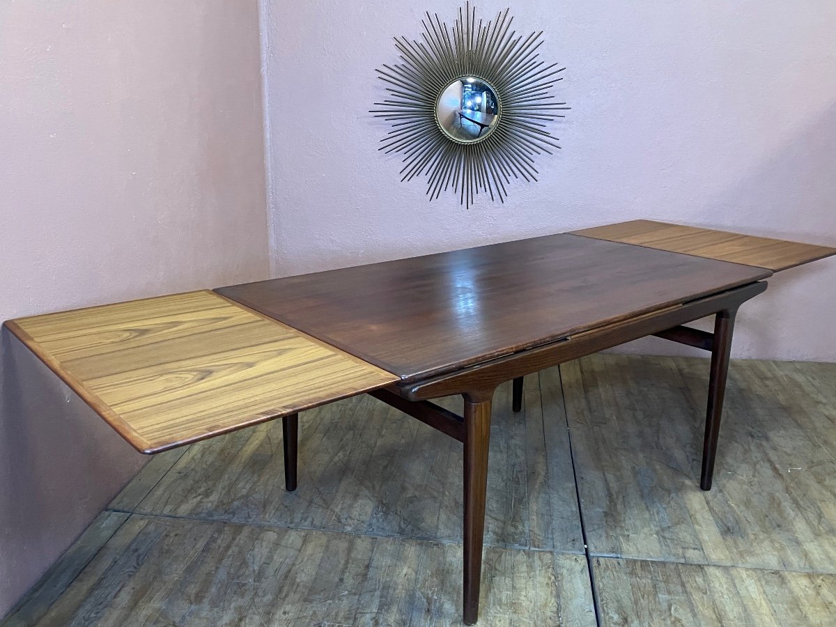 Johannes Andersen Scandinavian Dining Table, 2 Extensions. Teak -photo-3