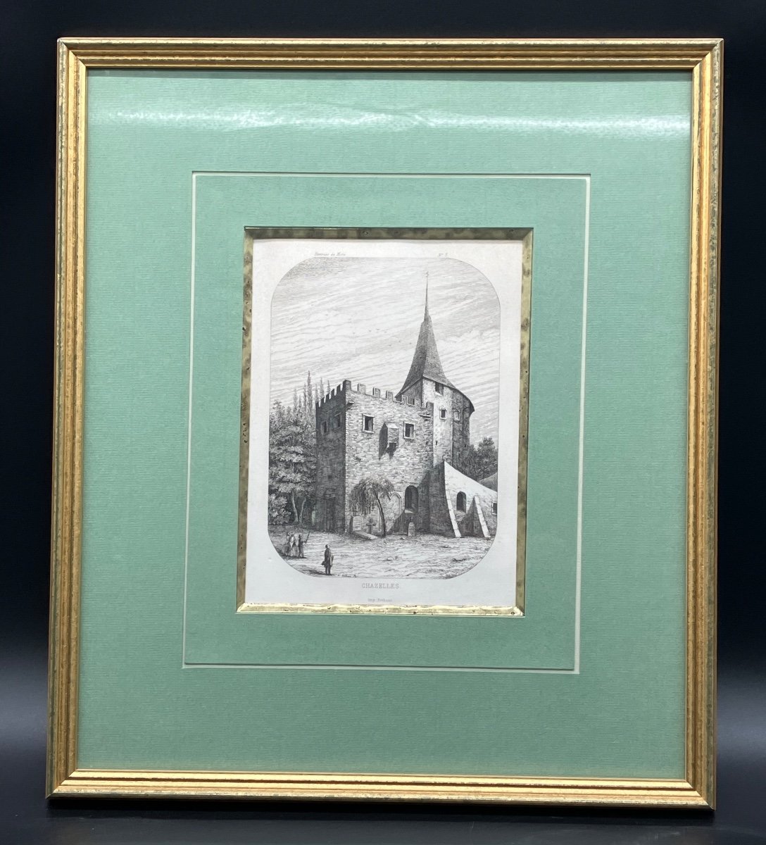 Series Of 5 Framed Engravings Views Of The Surroundings Of Metz-photo-3