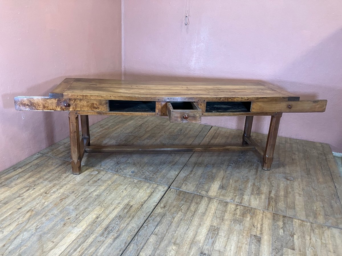 Grande Table De Ferme Ancienne En Noyer 224 Cm -photo-3