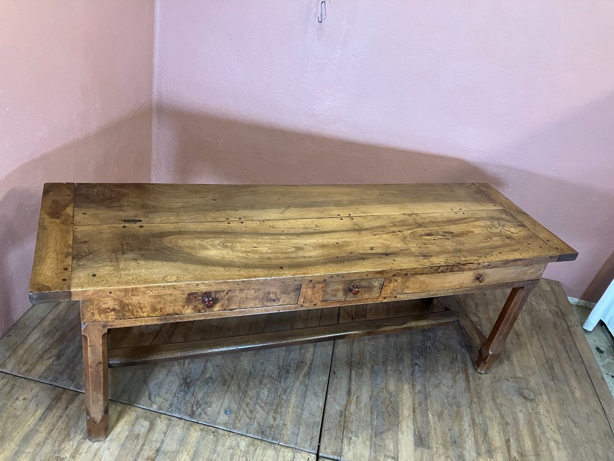 Grande Table De Ferme Ancienne En Noyer 224 Cm -photo-4