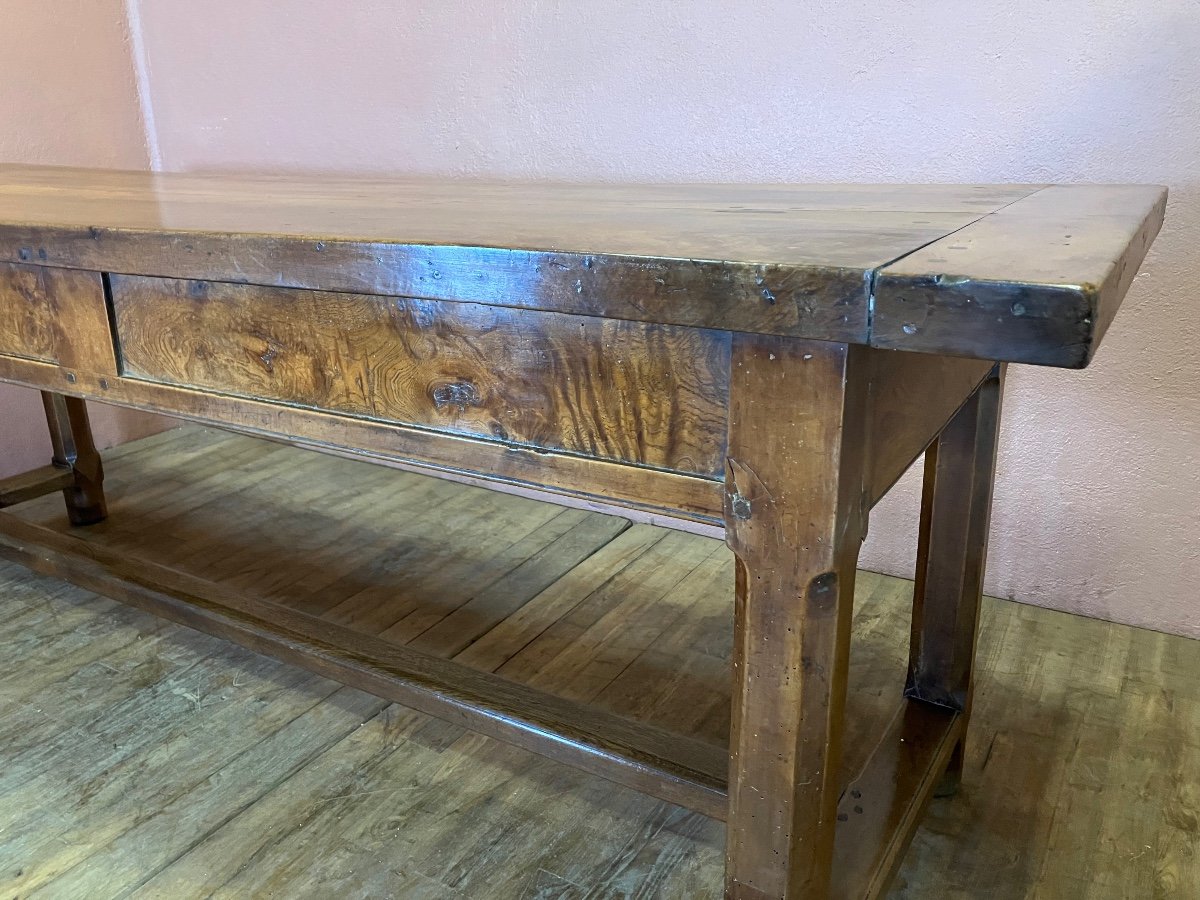 Grande Table De Ferme Ancienne En Noyer 224 Cm -photo-5