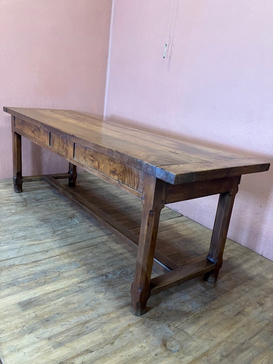 Grande Table De Ferme Ancienne En Noyer 224 Cm -photo-7