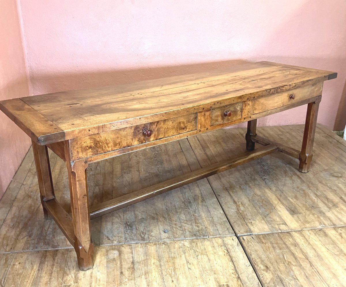 Grande Table De Ferme Ancienne En Noyer 224 Cm 