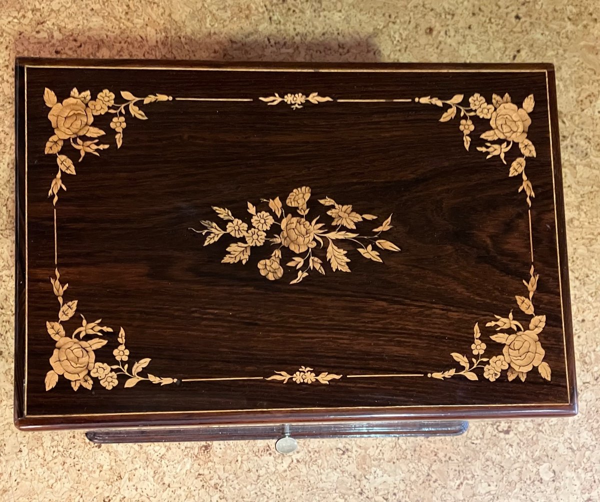 Complete Napoleon III Liqueur Cellar, Flower Marquetry,-photo-1