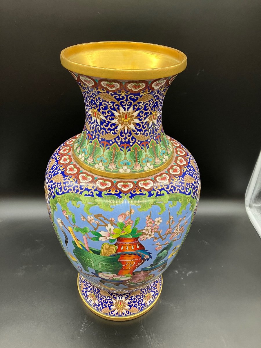 Important Chinese Cloisonné Enamel Vase 53 Cm -photo-3