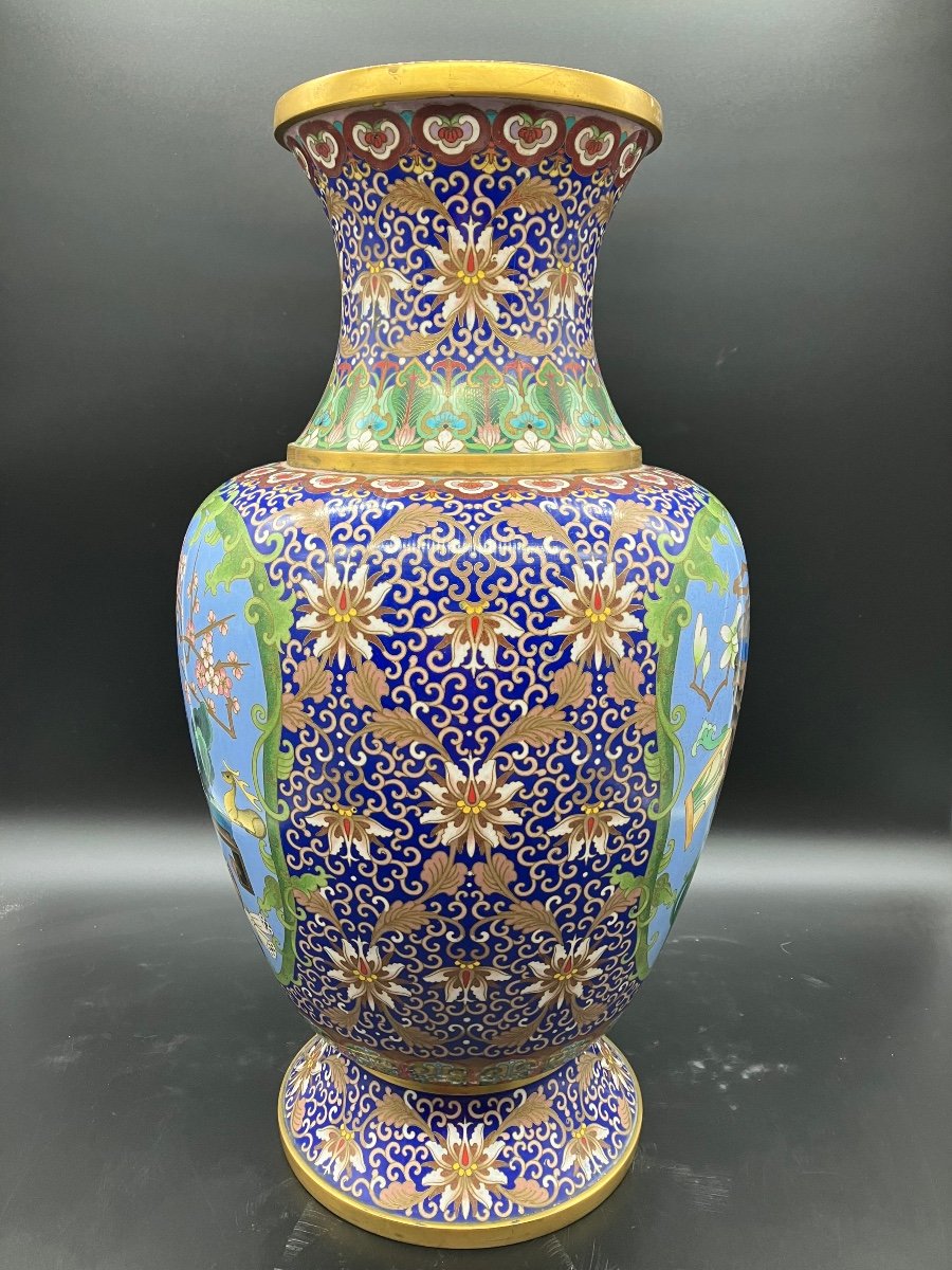 Important Chinese Cloisonné Enamel Vase 53 Cm -photo-4