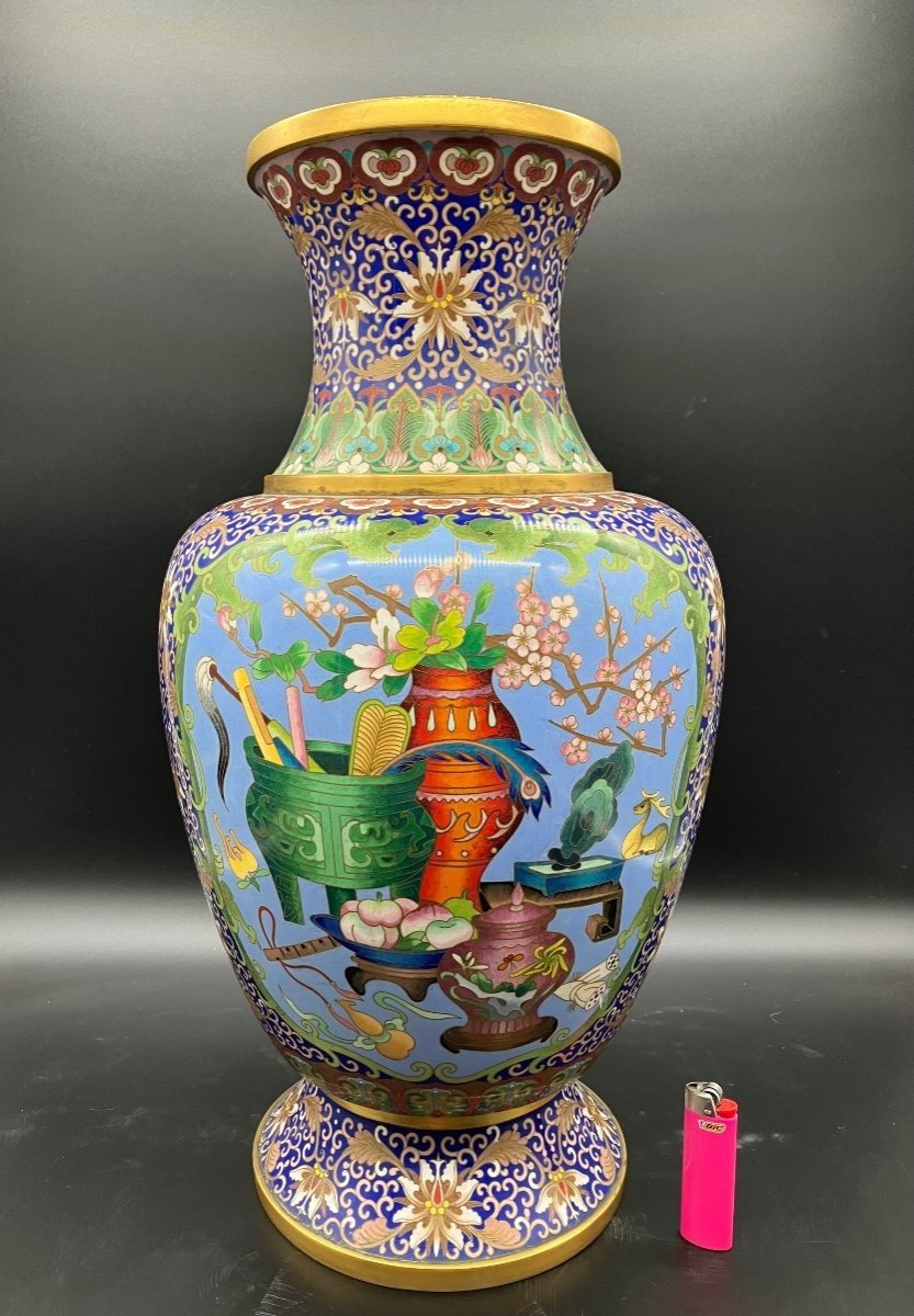 Important Chinese Cloisonné Enamel Vase 53 Cm -photo-2