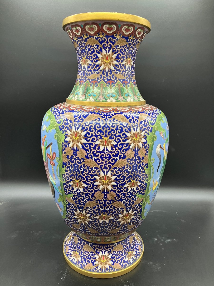 Important Chinese Cloisonné Enamel Vase 53 Cm -photo-1