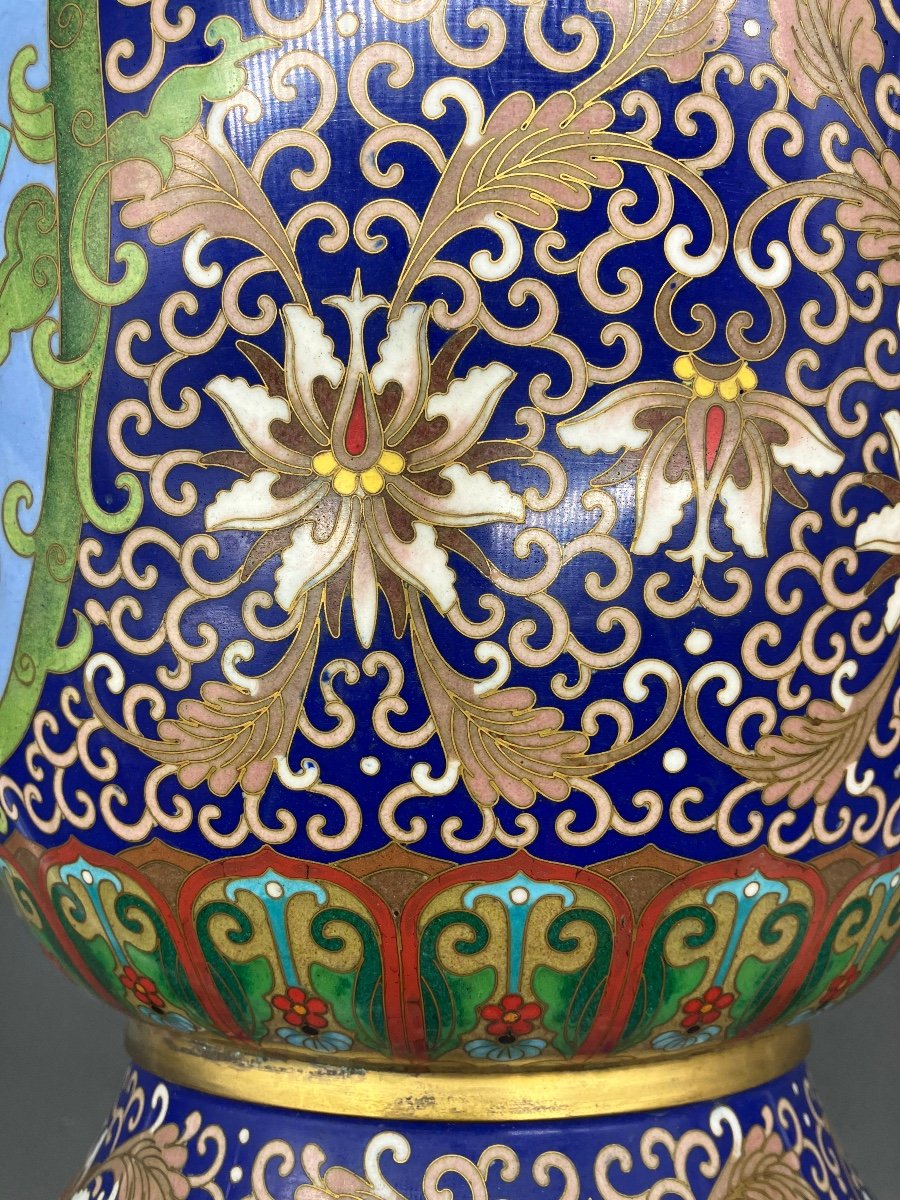 Important Chinese Cloisonné Enamel Vase 53 Cm -photo-4