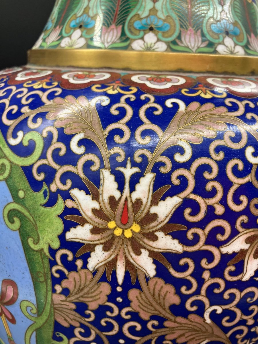 Important Chinese Cloisonné Enamel Vase 53 Cm -photo-5