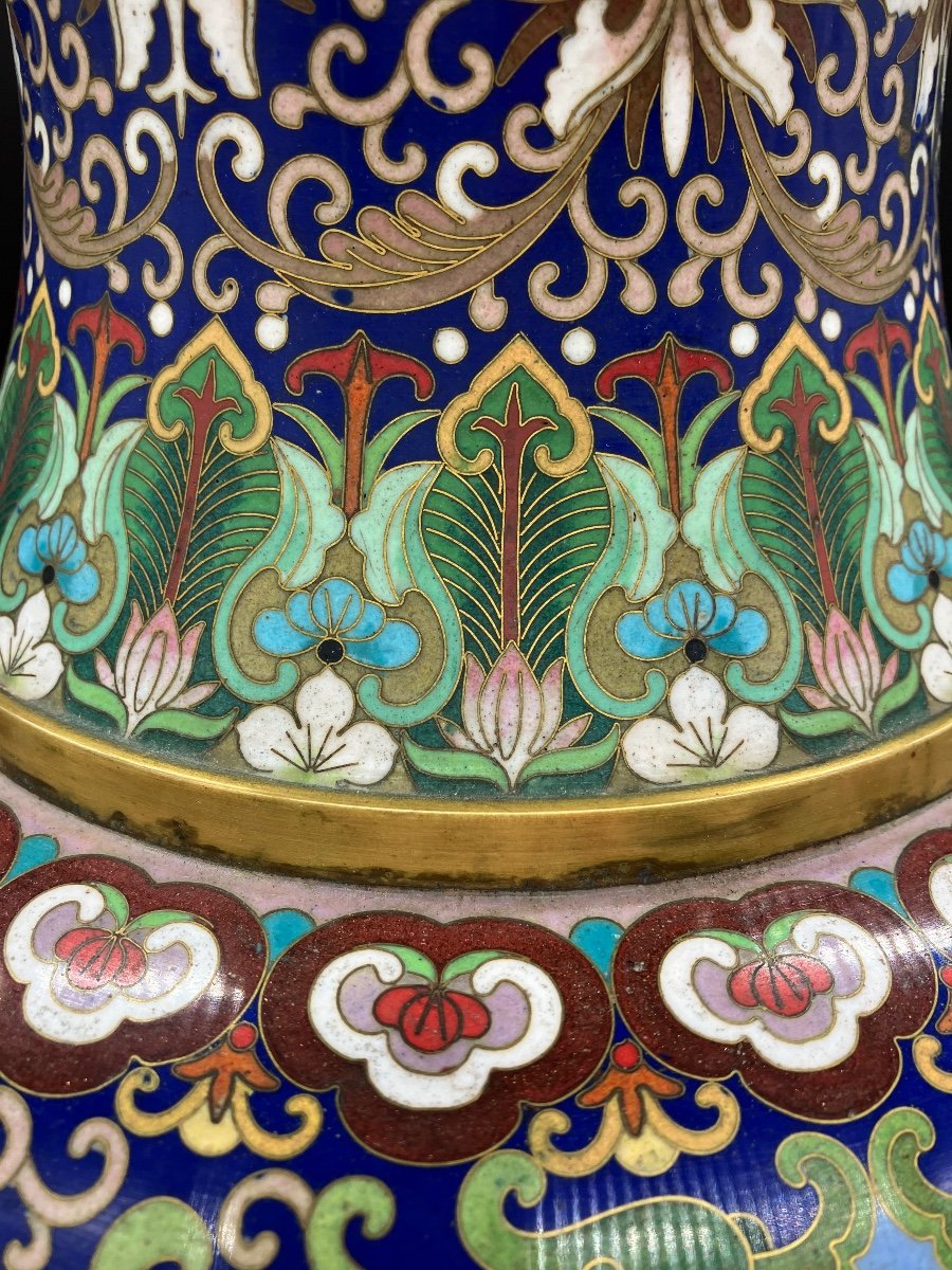 Important Chinese Cloisonné Enamel Vase 53 Cm -photo-6