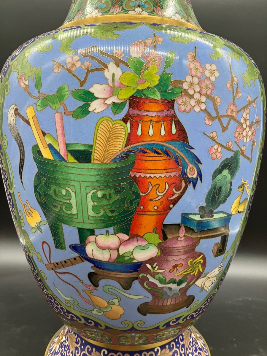 Important Chinese Cloisonné Enamel Vase 53 Cm -photo-7