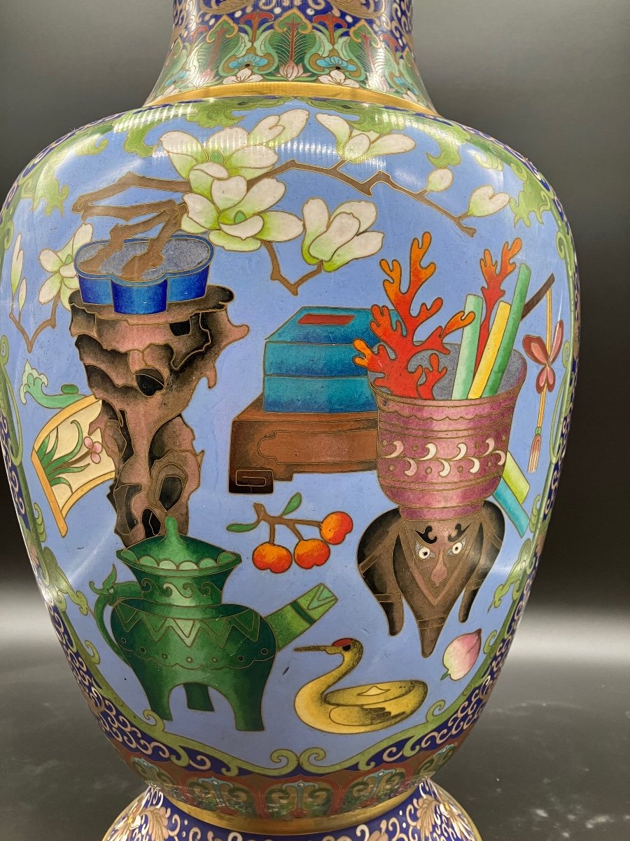 Important Chinese Cloisonné Enamel Vase 53 Cm -photo-8