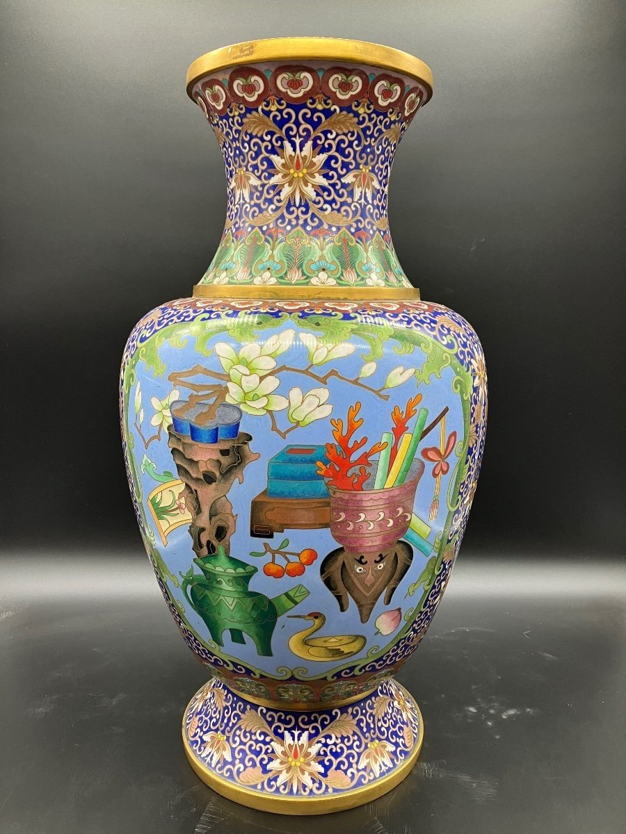 Important Chinese Cloisonné Enamel Vase 53 Cm 