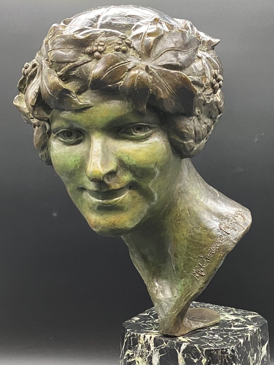 Maurice Guiraud-rivière Bronze Head Of Woman Etling Founder 59 Cm -photo-4