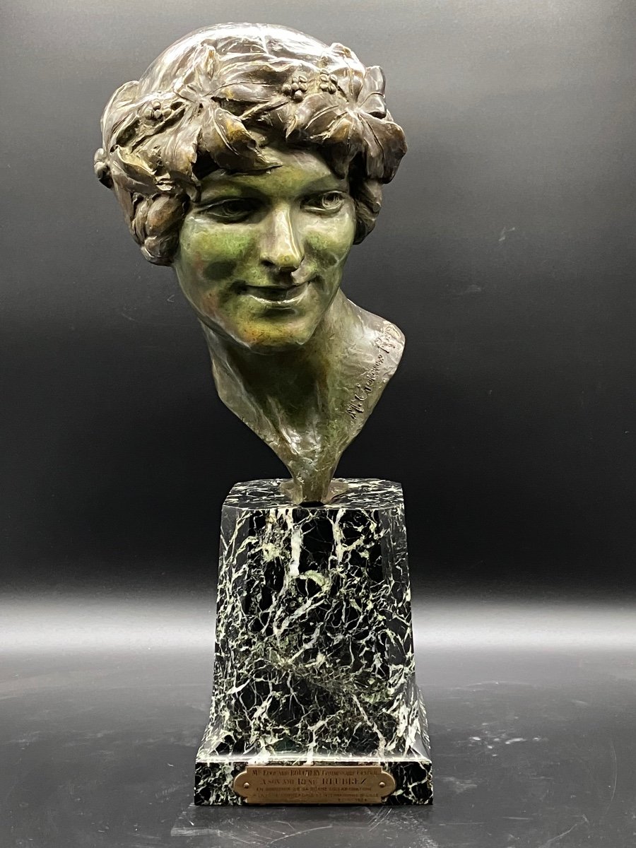 Maurice Guiraud-rivière Bronze Head Of Woman Etling Founder 59 Cm 