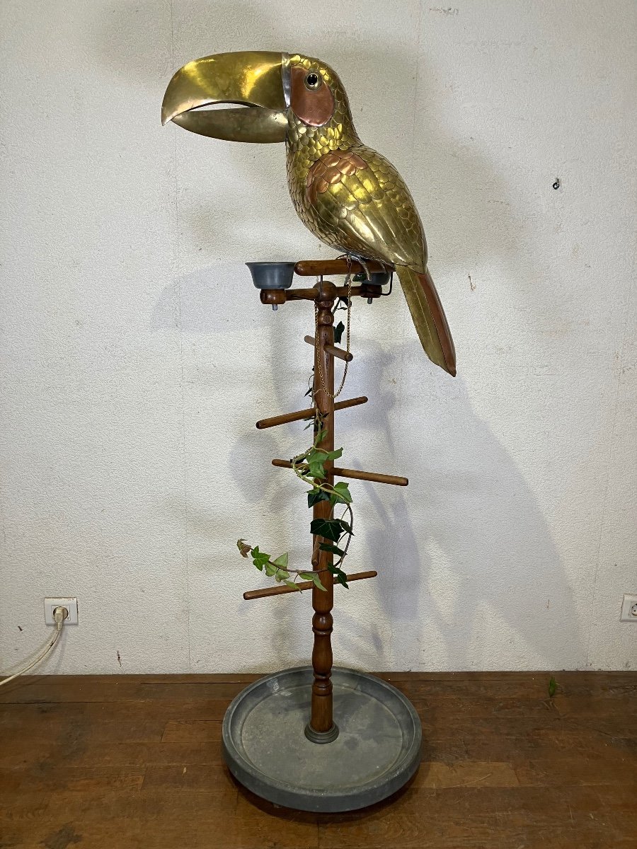 Sergio Bustamante Copper Toucan On Display Stand -photo-2