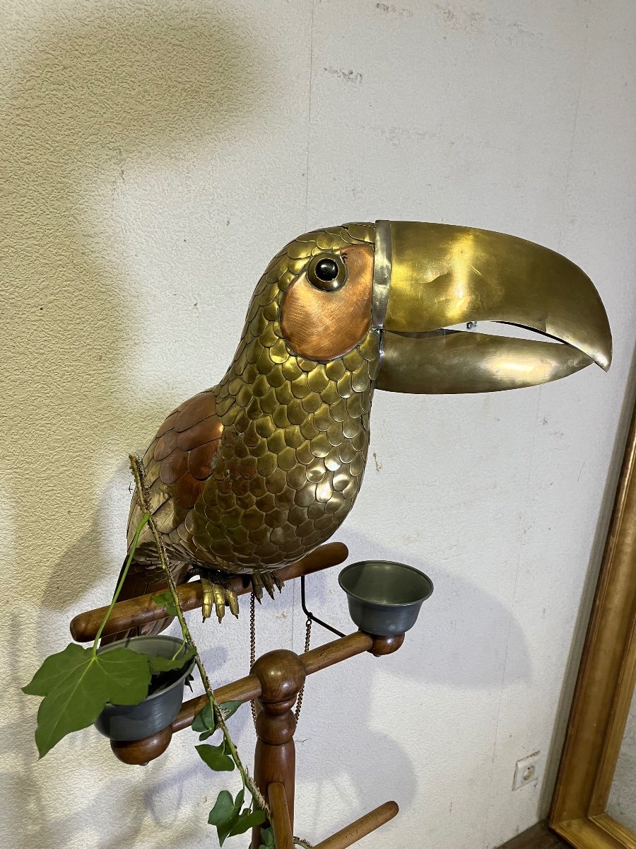 Sergio Bustamante Copper Toucan On Display Stand -photo-3