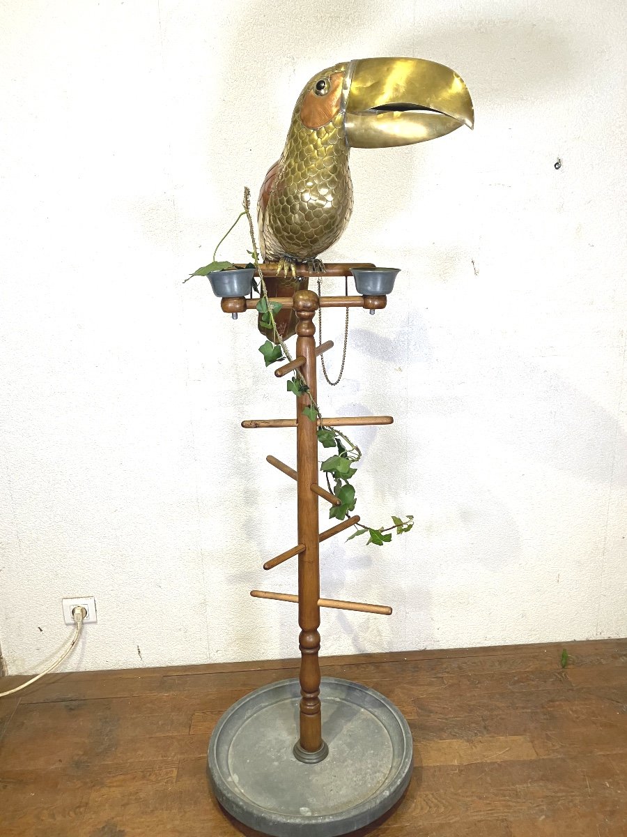 Sergio Bustamante Copper Toucan On Display Stand -photo-2