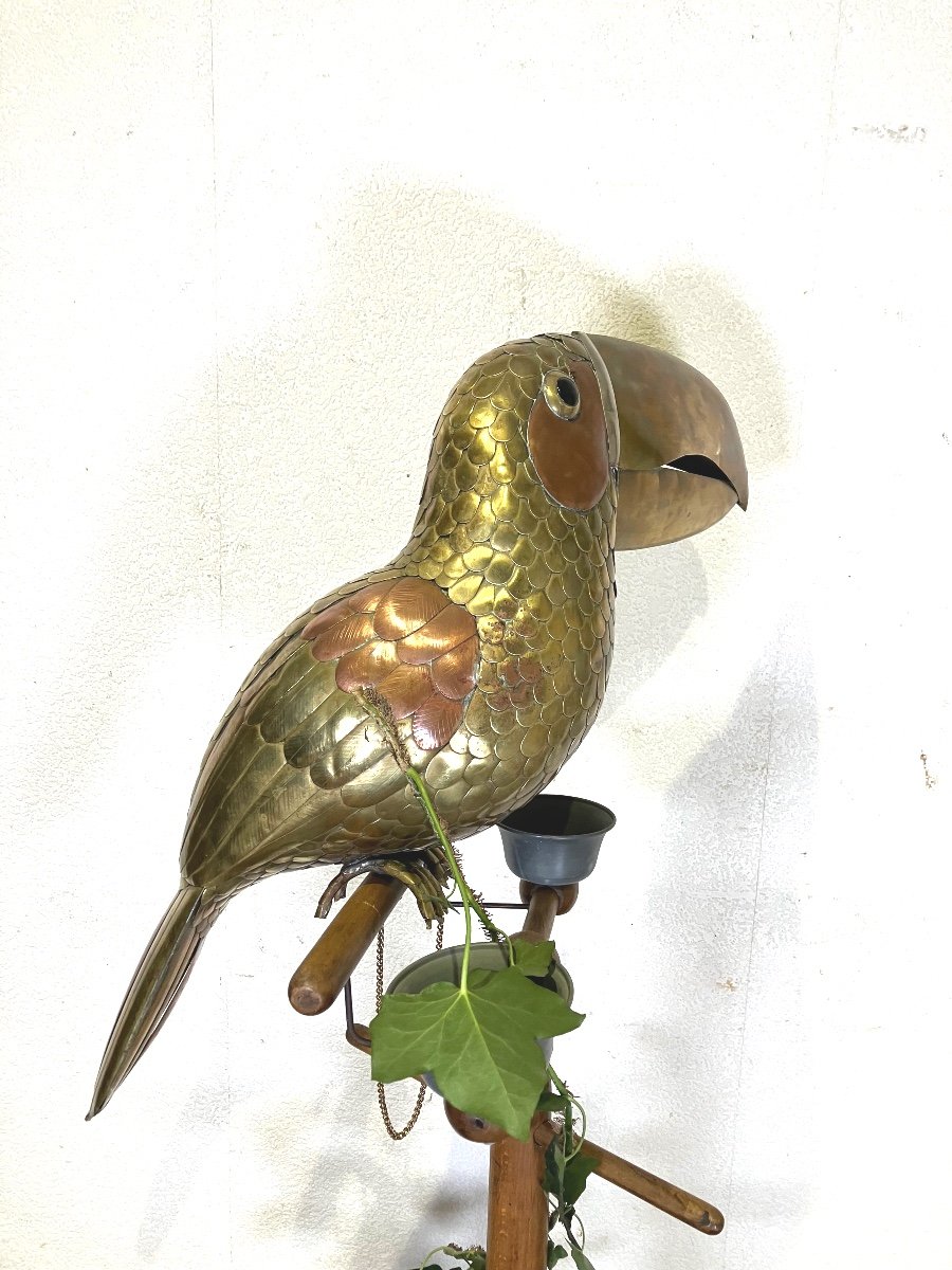 Sergio Bustamante Copper Toucan On Display Stand -photo-3