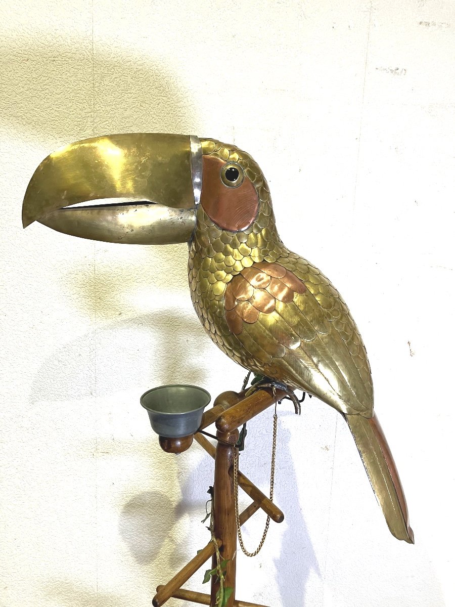 Sergio Bustamante Copper Toucan On Display Stand 