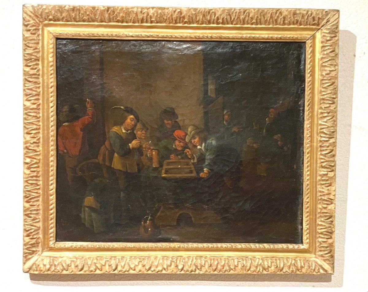 David Teniers The Younger Dutch School 17th Tavern Scene With Backgammon Players-photo-2