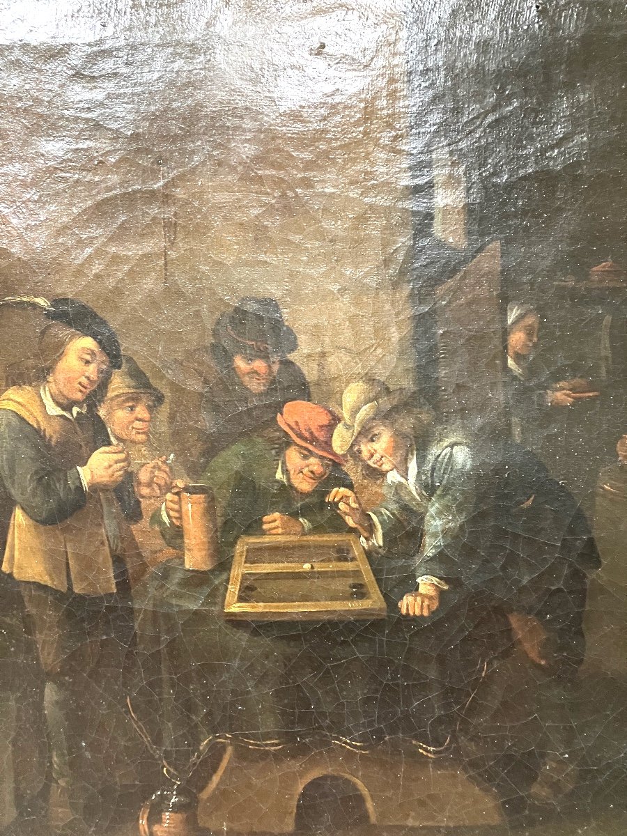 David Teniers The Younger Dutch School 17th Tavern Scene With Backgammon Players-photo-3