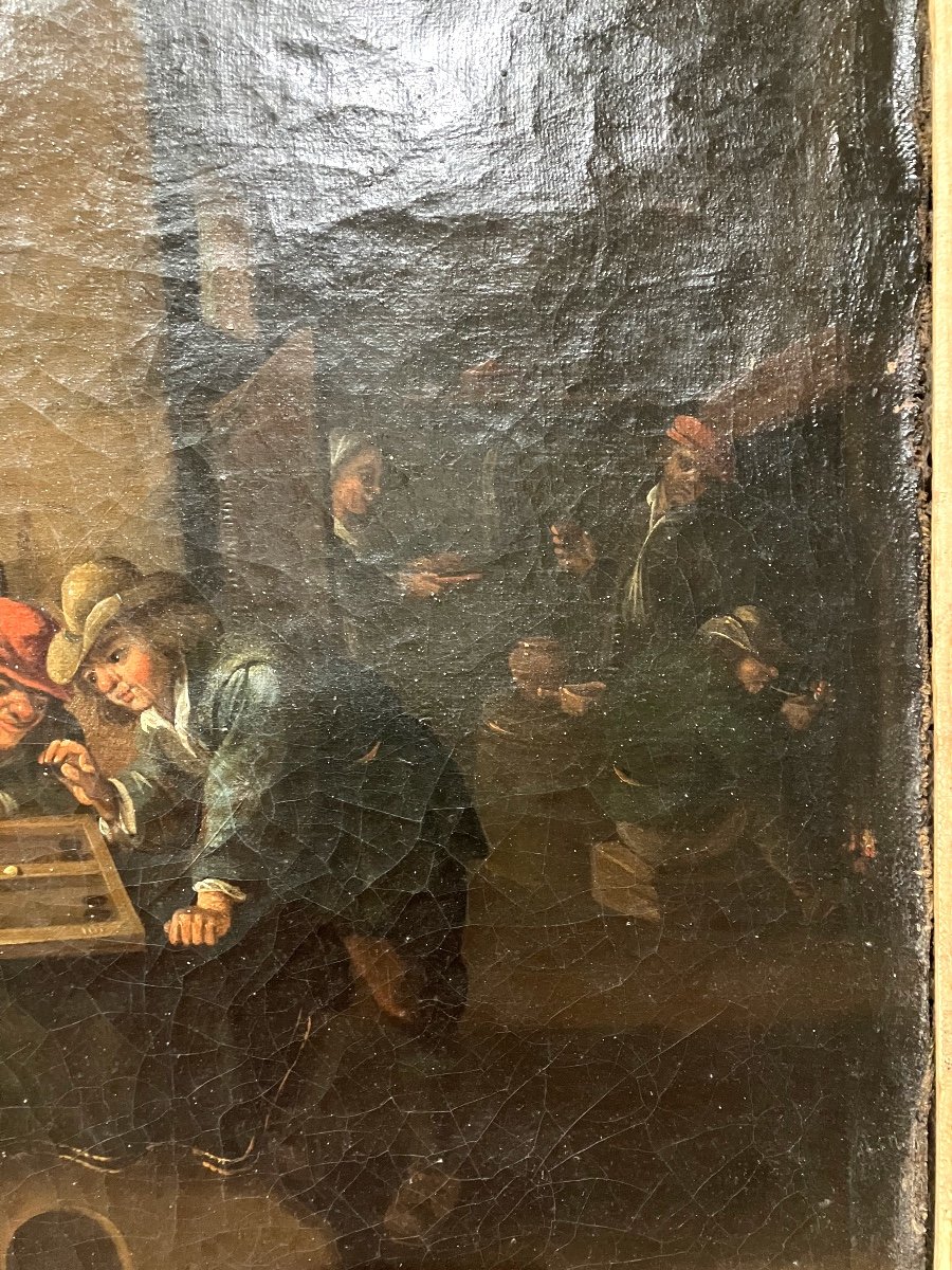 David Teniers The Younger Dutch School 17th Tavern Scene With Backgammon Players-photo-4