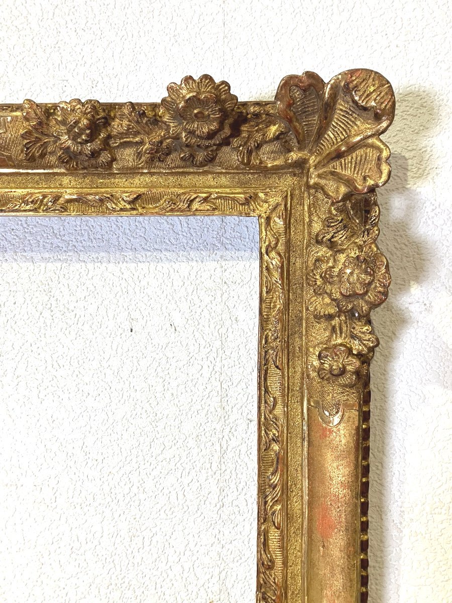 Beautiful 18th Century Louis XV Gilded Wooden Frame With Rabbet 47.4 X 43.4 Cm-photo-1