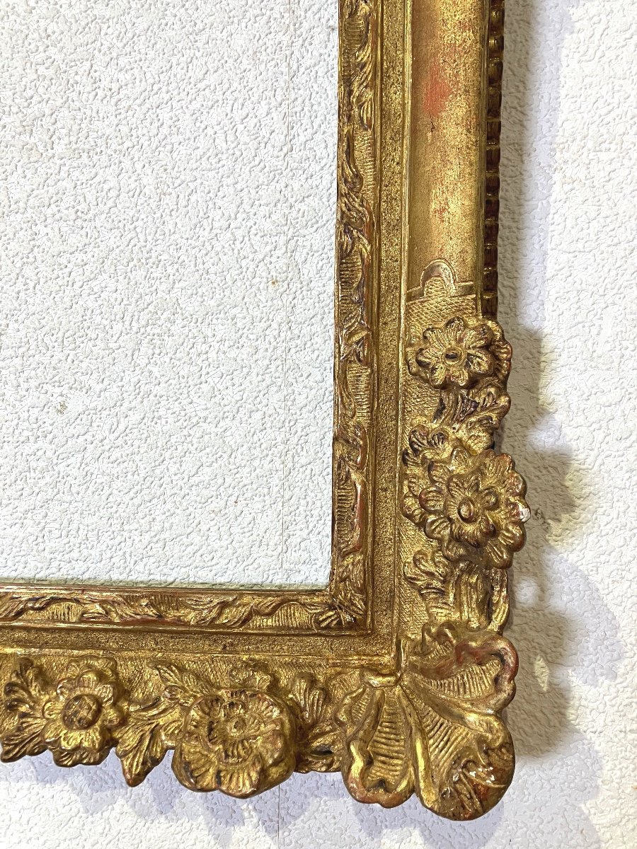 Beautiful 18th Century Louis XV Gilded Wooden Frame With Rabbet 47.4 X 43.4 Cm-photo-2