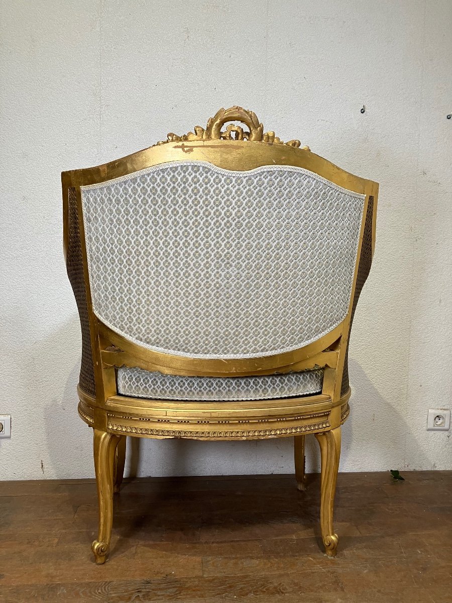 Gilded Wood Marquise Transition Style Napoleon III Period Bergère -photo-1