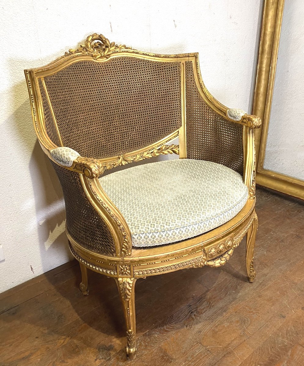 Gilded Wood Marquise Transition Style Napoleon III Period Bergère 