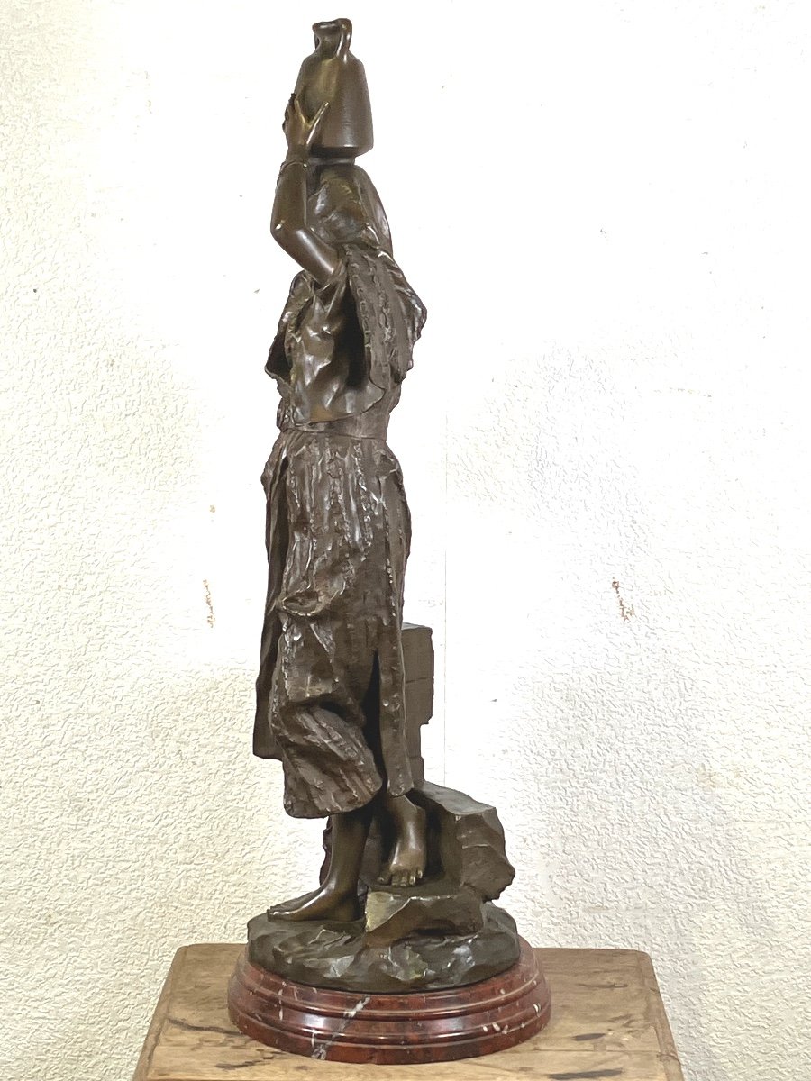 Gaston  Leroux  Bronze Orientaliste Porteuse D’eau Ou Jeune  Fille Arabe -photo-1