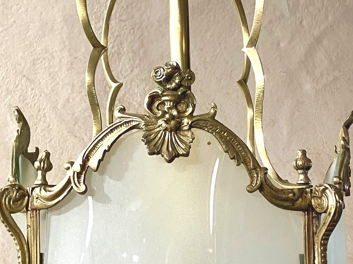 Louis XV Style Bronze And Frosted Glass Entrance Lantern-photo-6